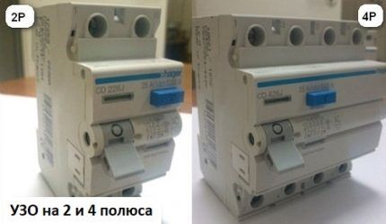 При покупке учитывают нужное количество разъемов для подключения Полюсы УЗО