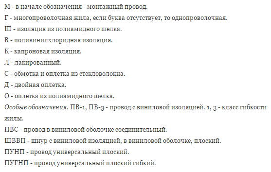 Маркировка монтажных проводов