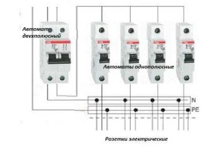 схема подключения автоматов