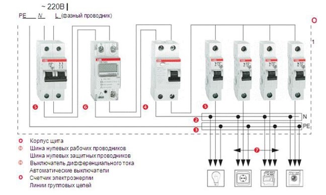 схема подключения двухполюсного автомата