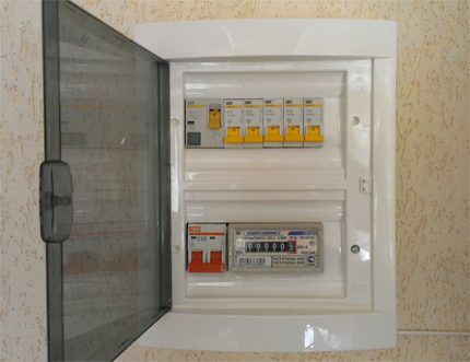 Конструкция щитка с зетемненной распашной дверцей Пластиковый щиток - современная конструкция