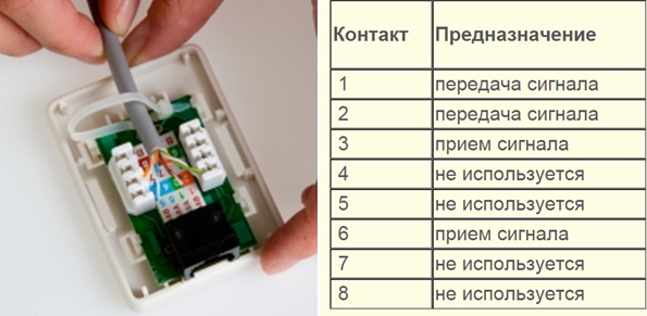 Пример заделки для rj45