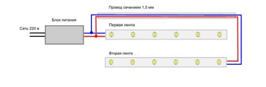 схема подключения светодиодной ленты