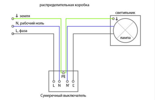 схема подключения фотореле напрямую